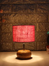 Pink Jute Shade with Wood Lamp Base (CI)